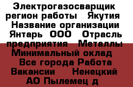 Электрогазосварщик(регион работы - Якутия) › Название организации ­ Янтарь, ООО › Отрасль предприятия ­ Металлы › Минимальный оклад ­ 1 - Все города Работа » Вакансии   . Ненецкий АО,Пылемец д.